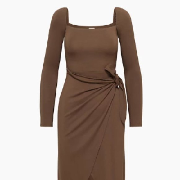Aritzia Wilfred Saturn Longsleeve Midi Dress Cocoa Bean S - Picture 1 of 6